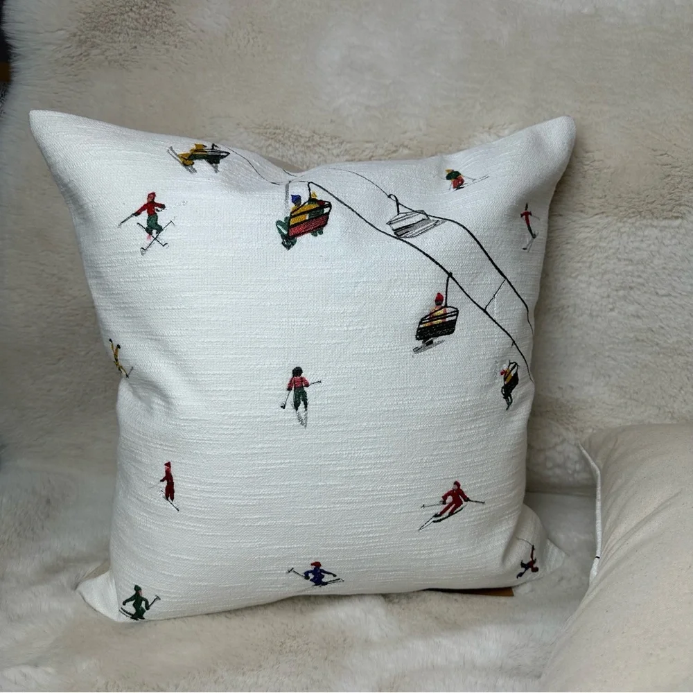 Set of Embroidered Skier 18” Pillow Covers - Picture 9 of 11